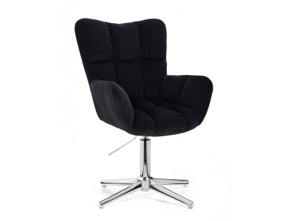 Křeslo AURORA VELUR na stříbrném kříži - černé