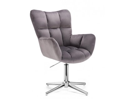 Křeslo AURORA VELUR na stříbrném kříži - tmavě šedé