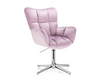 Křeslo AURORA VELUR na stříbrném kříži - levandule