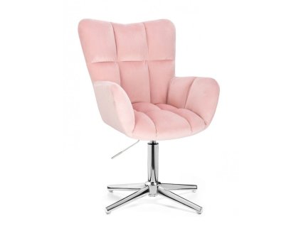 Křeslo AURORA VELUR na stříbrném kříži - světle růžové