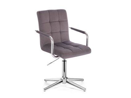 Židle VERONA VELUR na stříbrném kříži - tmavě šedá