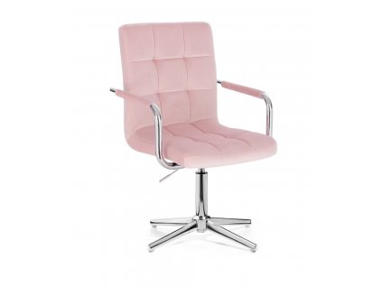 Židle VERONA VELUR na stříbrném kříži - světle růžová