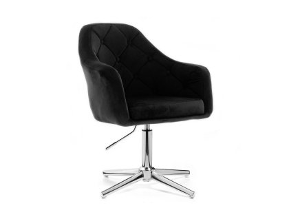 Křeslo ANDORA VELUR na stříbrném kříži - černé