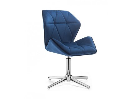 Židle MILANO MAX VELUR na stříbrném kříži - modrá