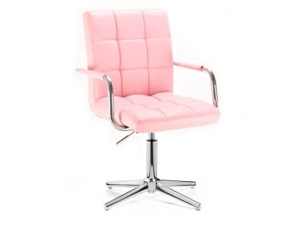 Židle VERONA na stříbrném kříži - světle růžová