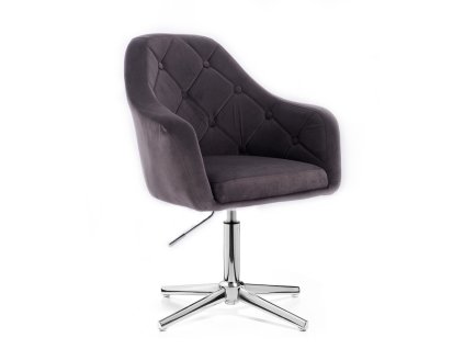 Křeslo ANDORA VELUR na stříbrném kříži - tmavě šedé