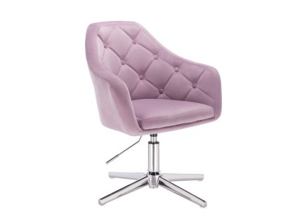 Křeslo ANDORA VELUR na stříbrném kříži - levandule