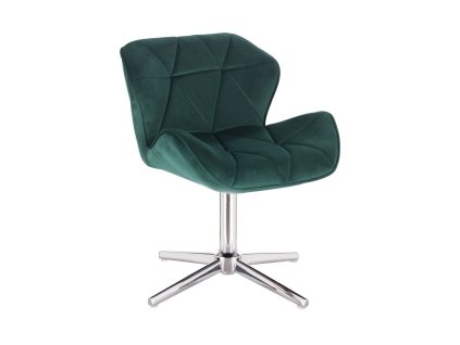 Židle MILANO VELUR na stříbrném kříži - zelená