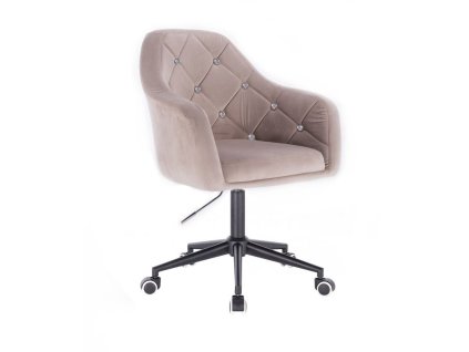 Křeslo ROMA VELUR na černé podstavě s kolečky - světle šedé