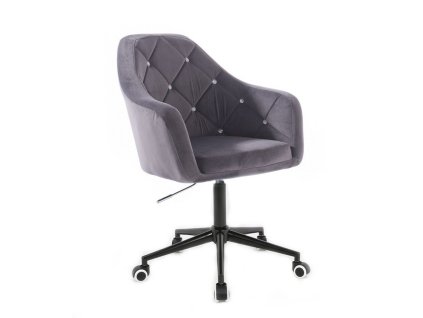 Křeslo ROMA VELUR na černé podstavě s kolečky - tmavě šedé