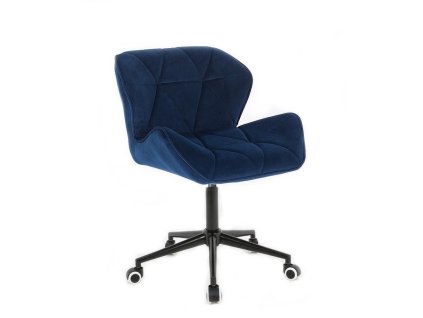 Židle MILANO VELUR na černé podstavě s kolečky - modrá