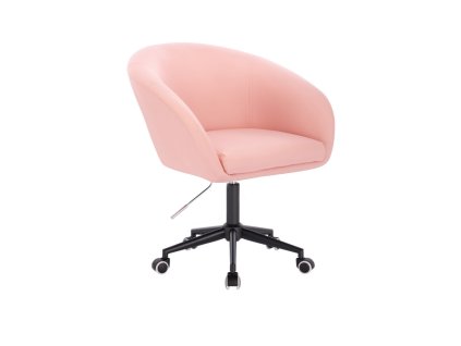 Židle VENICE na černé podstavě s kolečky - světle růžová