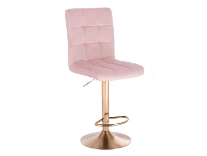 Barová židle TOLEDO VELUR na zlatém talíři - světle růžová