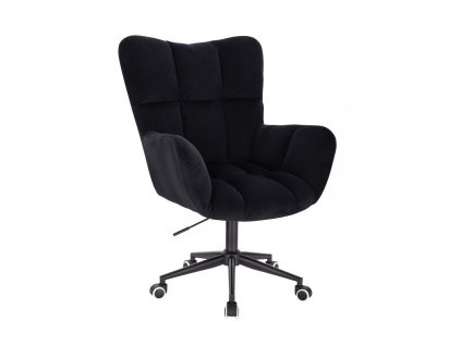 Křeslo AURORA VELUR na černé podstavě s kolečky - černé