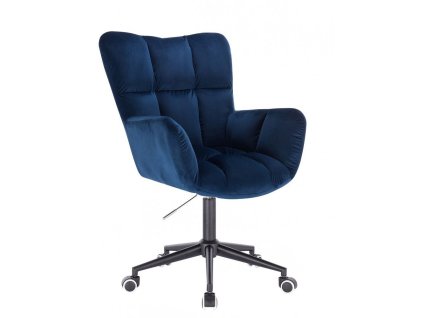 Křeslo AURORA VELUR na černé podstavě s kolečky - modré