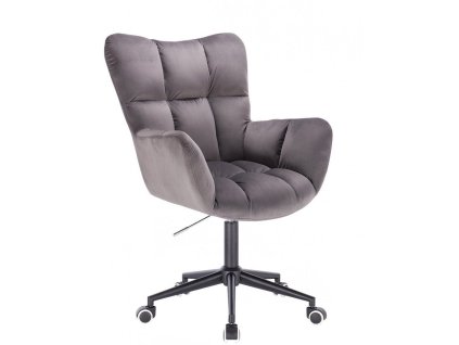 Křeslo AURORA VELUR na černé podstavě s kolečky - tmavě šedé