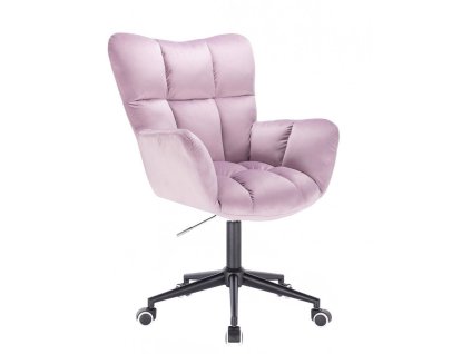 Křeslo AURORA VELUR na černé podstavě s kolečky - levandule