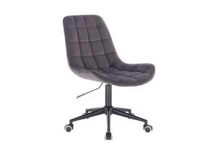 Židle PARIS VELUR na černé podstavě s kolečky - šedá