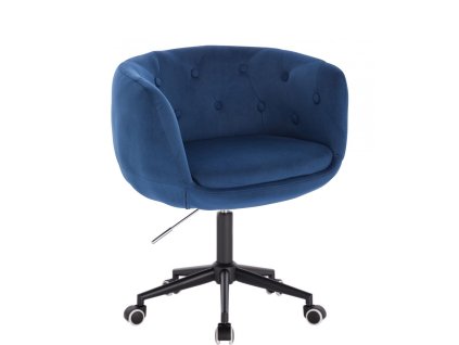 Židle MONTANA VELUR na černé podstavě s kolečky - modrá