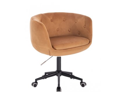 Židle MONTANA VELUR na černé podstavě s kolečky - medová