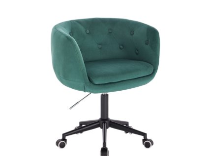 Židle MONTANA VELUR na černé podstavě s kolečky - zelená