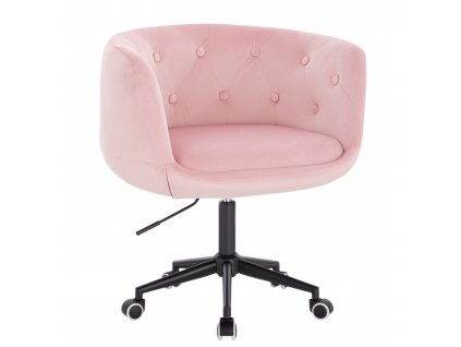 Židle MONTANA VELUR na černé podstavě s kolečky - světle růžová