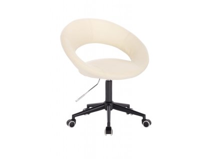 Židle NAPOLI na černé podstavě s kolečky - krémová