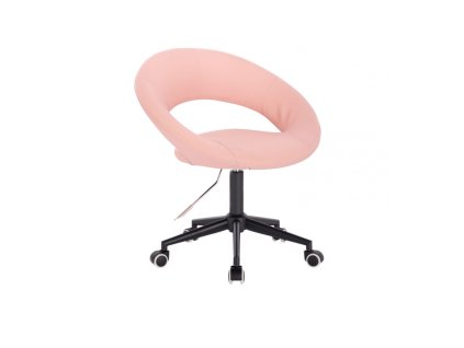 Židle NAPOLI na černé podstavě s kolečky - světle růžová
