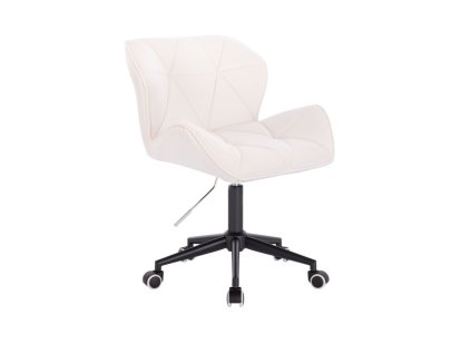 Židle MILANO VELUR na černé podstavě s kolečky - bílá