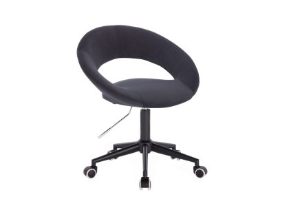 Židle NAPOLI VELUR na černé podstavě s kolečky - černá