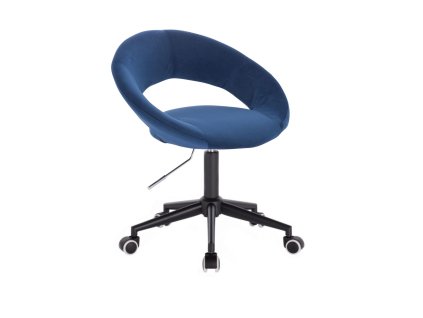 Židle NAPOLI VELUR na černé podstavě s kolečky - modrá