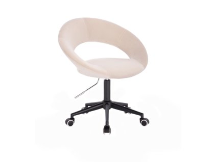 Židle NAPOLI VELUR na černé podstavě s kolečky - krémová