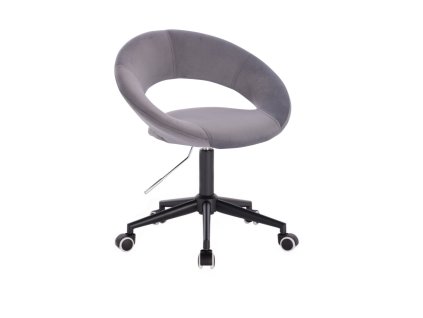 Židle NAPOLI VELUR na černé podstavě s kolečky - tmavě šedá