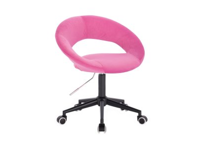 Židle NAPOLI VELUR na černé podstavě s kolečky - růžová