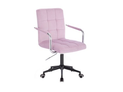 Židle VERONA VELUR na černé podstavě s kolečky - levandule