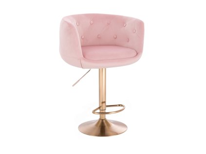 Barová židle MONTANA VELUR na zlatém talíři - světle růžová