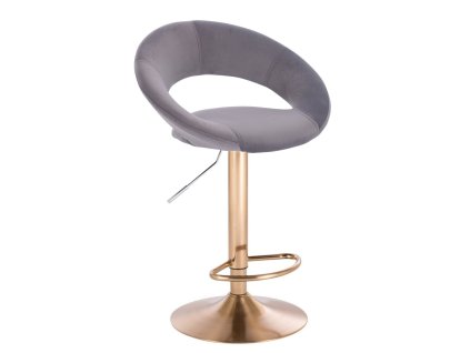 Barová židle NAPOLI VELUR na zlatém talíři - tmavě šedá