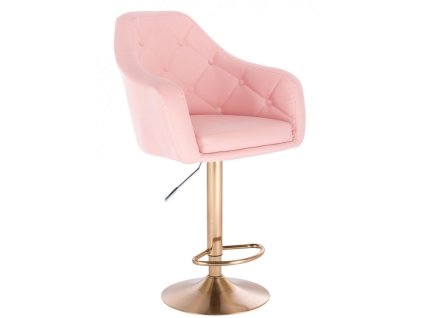 Barová židle ANDORA na zlatém talíři - světle růžová