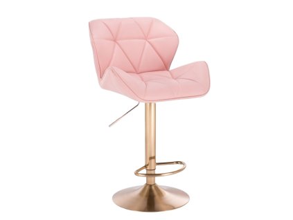 Barová židle MILANO na zlatém talíři - světle růžová
