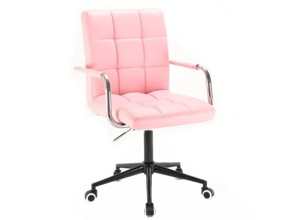 Židle VERONA na černé podstavě s kolečky - světle růžová