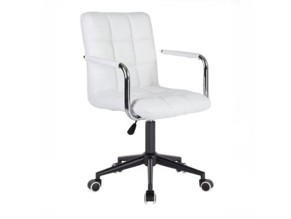 Židle VERONA na černé  podstavě s kolečky - bílá