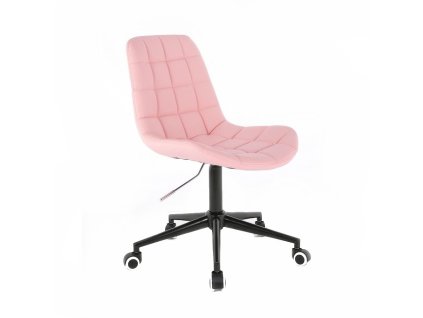 Židle PARIS na černé podstavě s kolečky - světle růžová