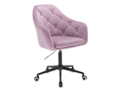 Křeslo ANDORA VELUR na černé podstavě s kolečky - levandule