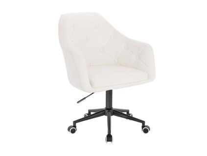 Křeslo ANDORA na černé podstavě s kolečky - bílé