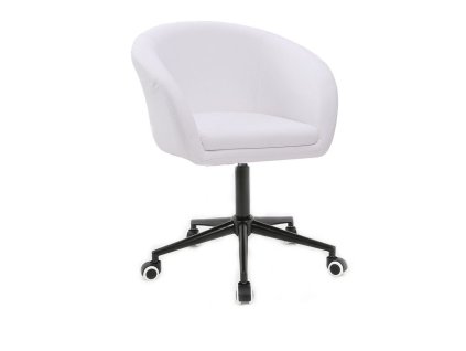 Židle VENICE na černé podstavě s kolečky -  bílá