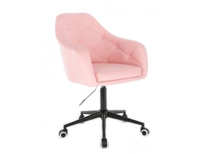 Křeslo ANDORA na černé podstavě s kolečky - světle růžové