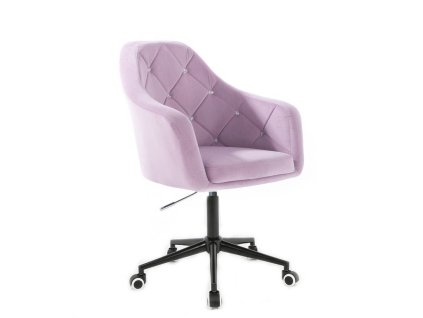 Křeslo ROMA VELUR na černé podstavě s kolečky - levandule