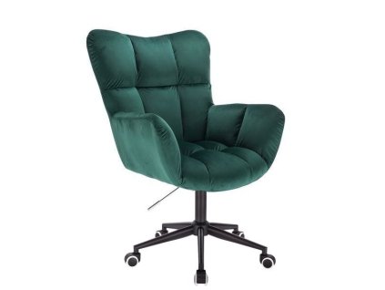 Křeslo AURORA VELUR na černé podstavě s kolečky - zelené