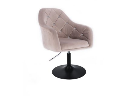 Křeslo ROMA VELUR na černém talíři - světle šedé
