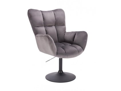 Křeslo AURORA VELUR na černém talíři - tmavě šedé